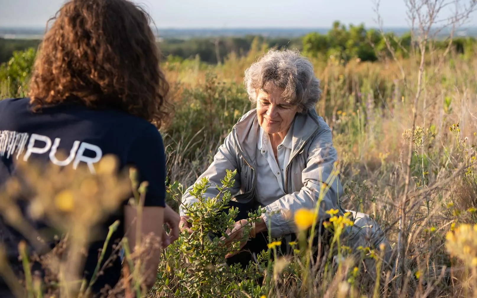 two people working in field